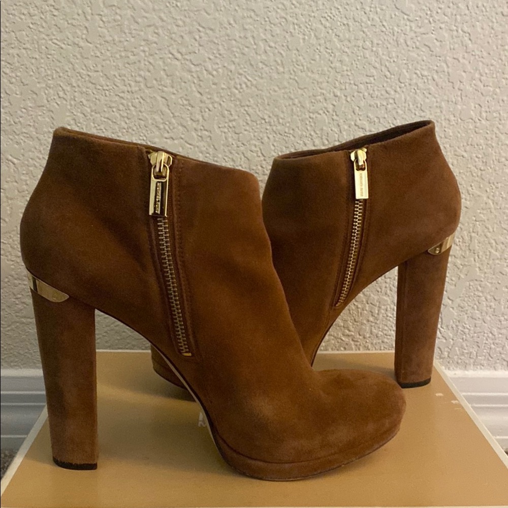 Michael Kors Cognac Suede Booties